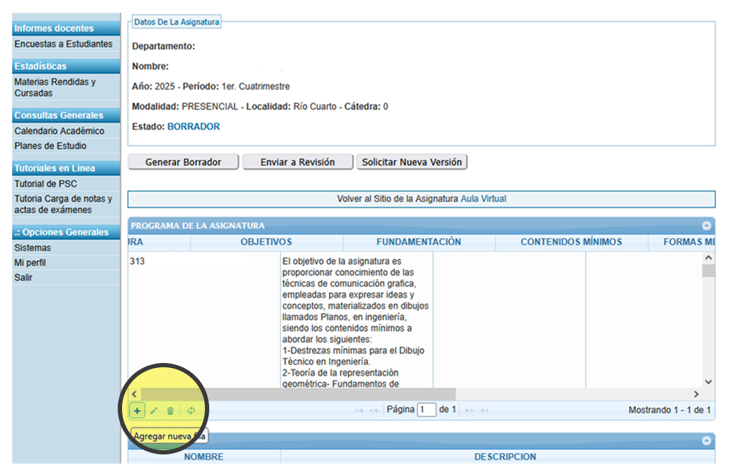 Captura ejemplo Generar borrador