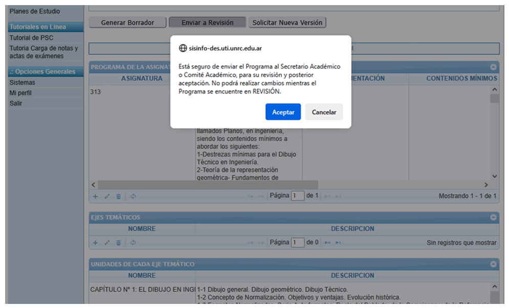 Captura ejemplo Generar borrador