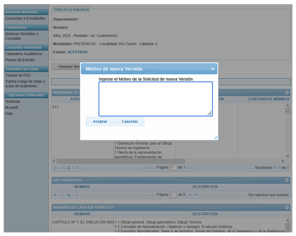 Captura ejemplo Generar borrador