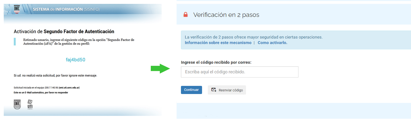 Capturas de email e ingreso del codigo en el perfil