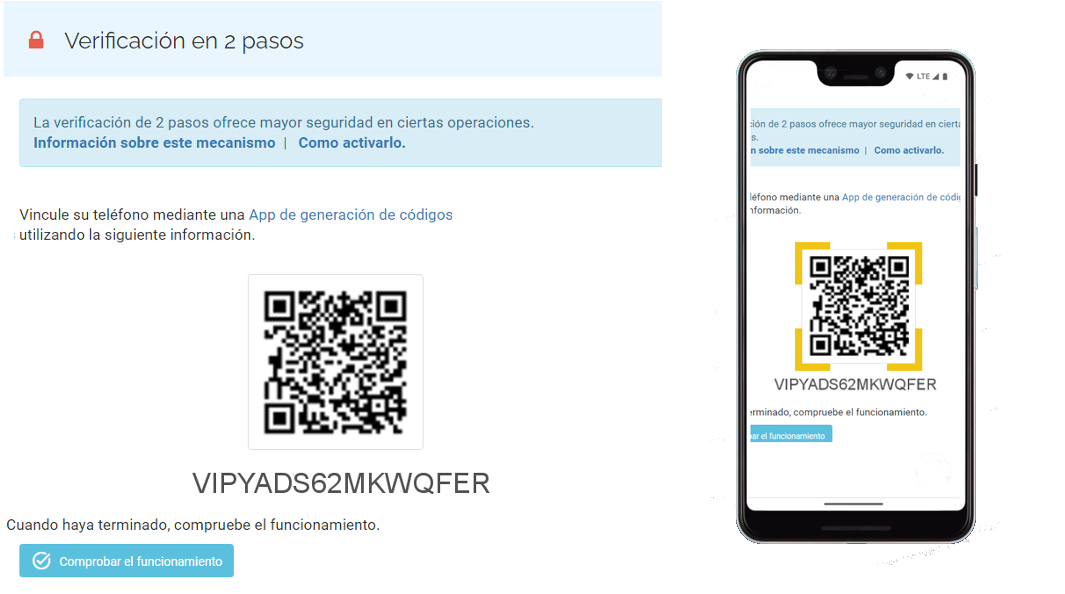 Capturas de codigo qr para escanear con la app y el codigo para ingrear a mano