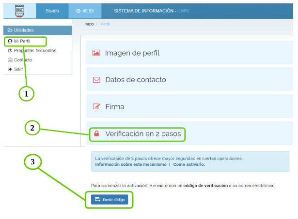 Capturas de perfil SISINFO